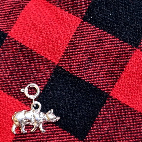 Silver Black Bear Charm / Pendant - Picture 1 of 2